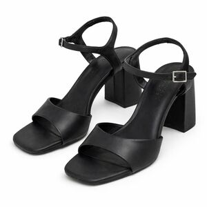 Primark Black Block Heel Sandals Ankle Strap Size 7